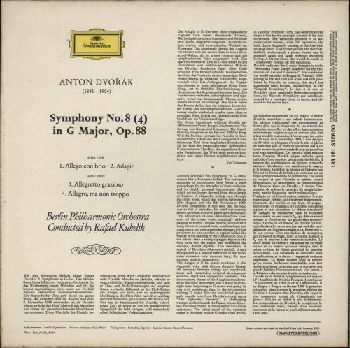 Antonn Dvork Dvork: Symphonie Nr. 8 (4) vinyl LP album (LP record) UK DDQLPDV879990