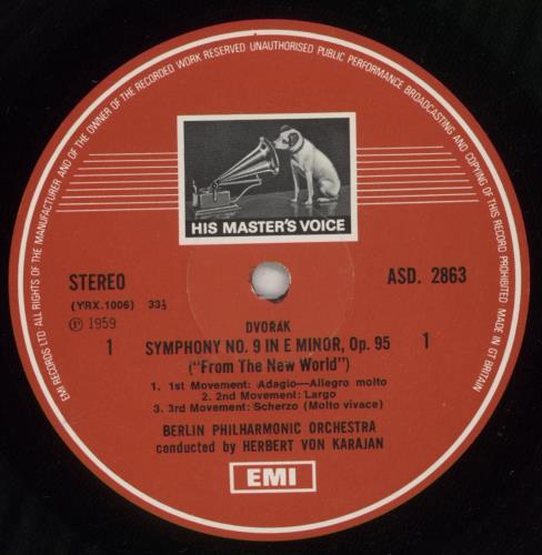 Antonn Dvork 'New World' Symphony / Smetana Vltava vinyl LP album (LP record) UK DDQLPNE526487