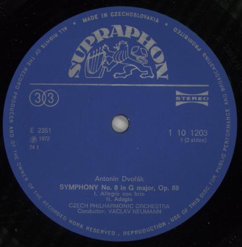 Anton�n Dvor�k Symphony No. 8 In G Major vinyl LP album (LP record) Czech DDQLPSY751736