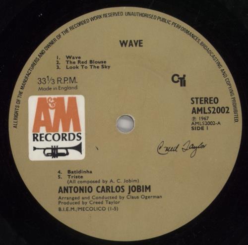 Antonio Carlos Jobim Wave - 1st vinyl LP album (LP record) UK A-JLPWA511963