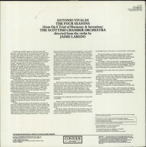Antonio Vivaldi The Four Seasons vinyl LP album (LP record) UK VI2LPTH576170