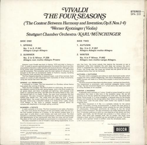 Antonio Vivaldi The Four Seasons vinyl LP album (LP record) UK VI2LPTH609256