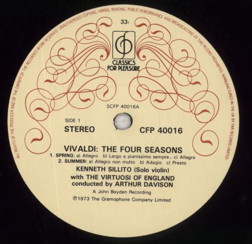 Antonio Vivaldi The Four Seasons vinyl LP album (LP record) UK VI2LPTH643786