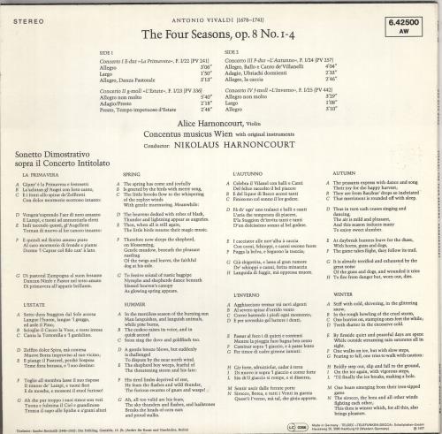Antonio Vivaldi The Four Seasons vinyl LP album (LP record) German VI2LPTH740260
