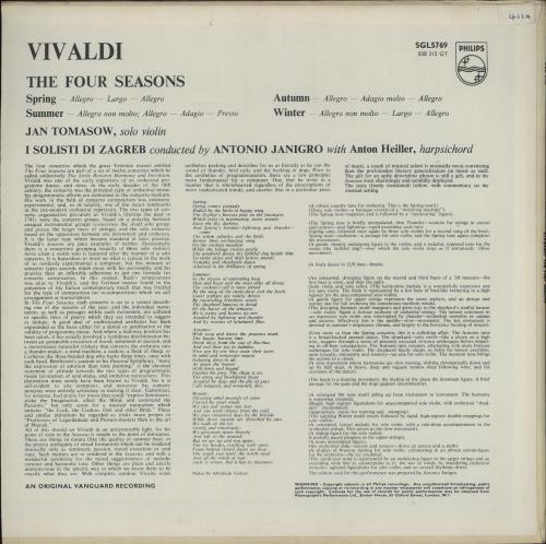 Antonio Vivaldi The Four Seasons vinyl LP album (LP record) UK VI2LPTH762559