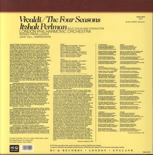 Antonio Vivaldi The Four Seasons vinyl LP album (LP record) UK VI2LPTH806164