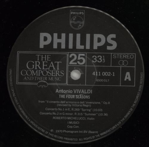 Antonio Vivaldi The Four Seasons vinyl LP album (LP record) UK VI2LPTH876101