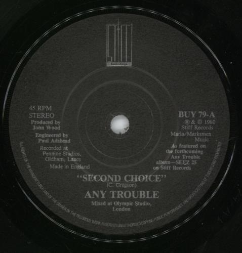 Any Trouble 2nd Choice 7" vinyl single (7 inch record / 45) UK AT607ND609690