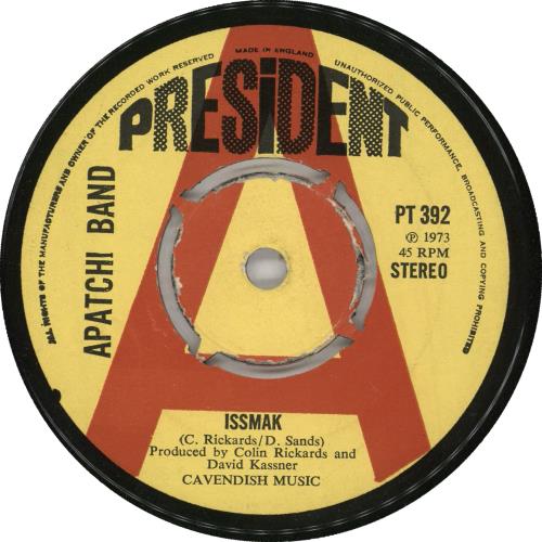 Apatchi Band Issmak - A Label 7" vinyl single (7 inch record / 45) UK 0PA07IS728171