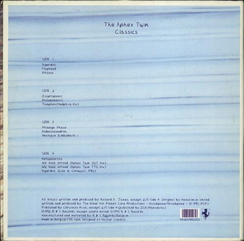Aphex Twin Classics 2-LP vinyl record set (Double LP Album) Belgian APH2LCL761425