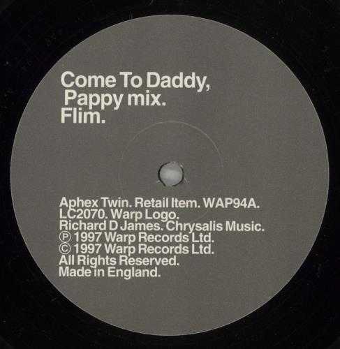Aphex Twin Come To Daddy - 1st - Title Sticker - EX 12" vinyl single (12 inch record / Maxi-single) UK APH12CO887436