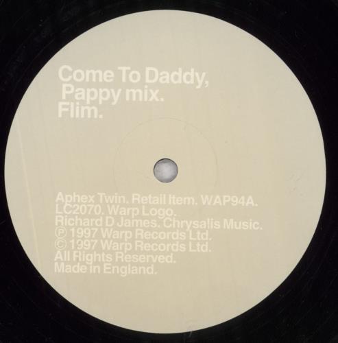 Aphex Twin Come To Daddy - 1st - Title Sticker 12" vinyl single (12 inch record / Maxi-single) UK APH12CO787217