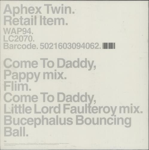 Aphex Twin Come To Daddy 12" vinyl single (12 inch record / Maxi-single) UK APH12CO752123