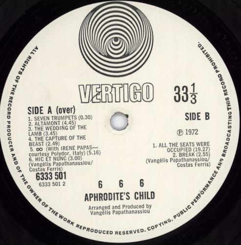 Aphrodite's Child 666 - 1st 2-LP vinyl record set (Double LP Album) UK APR2LST779361