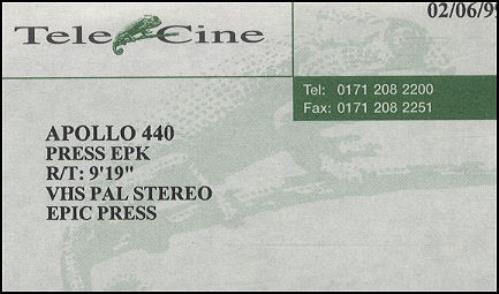 Apollo 440 Press Epk video (VHS or PAL or NTSC) UK A44VIPR141275