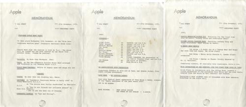 Apple Label Memorandum: Proposed Apple Xmas Party memorabilia UK APEMMME527033