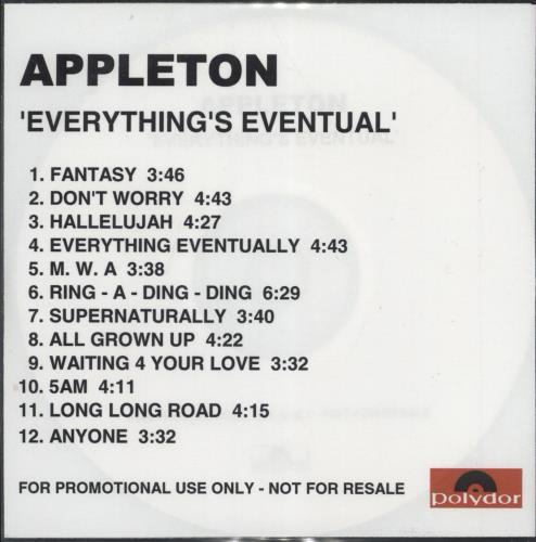 Appleton Everything's Eventual CD-R acetate UK N&NCREV236495