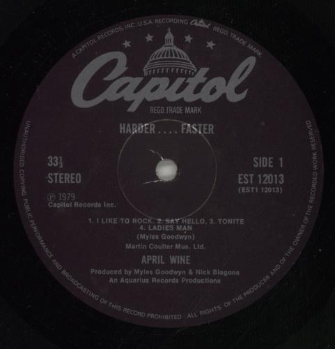 April Wine Harder.....Faster vinyl LP album (LP record) UK APWLPHA877814