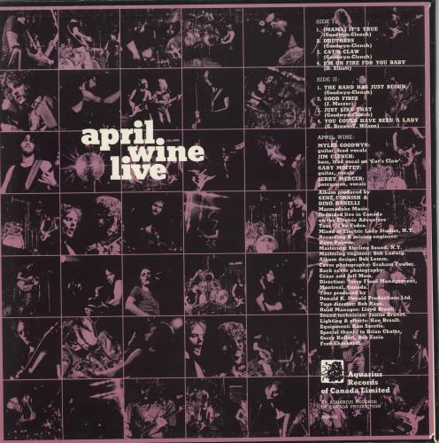 April Wine Live vinyl LP album (LP record) Canadian APWLPLI724700