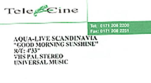 Aqua Good Morning Sunshine video (VHS or PAL or NTSC) UK AQUVIGO334315