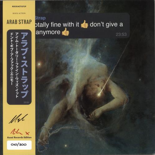 Arab Strap I'm Totally Fine With It, Don't Give A Fuck Anymore - Yellow Vinyl - Autographed Obi vinyl LP album (LP record) UK ABSLPIM875059