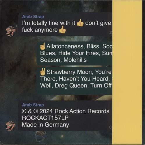 Arab Strap I'm Totally Fine With It, Don't Give A Fuck Anymore - Yellow Vinyl - Autographed Obi vinyl LP album (LP record) UK ABSLPIM875059