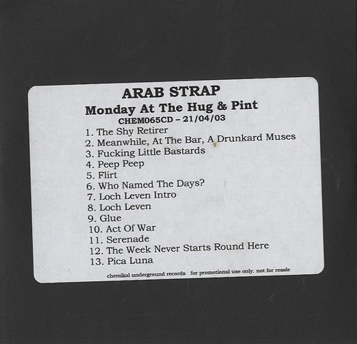 Arab Strap Monday At The Hug & Pint CD album (CDLP) UK ABSCDMO436552
