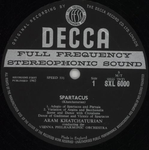 Aram Khachaturian Spartacus - 1st vinyl LP album (LP record) UK KF6LPSP853293