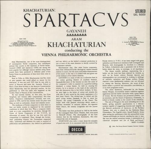 Aram Khachaturian Spartacus - 2nd vinyl LP album (LP record) UK KF6LPSP483273