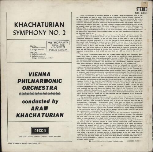 Aram Khachaturian Symphony No. 2 vinyl LP album (LP record) UK KF6LPSY765190