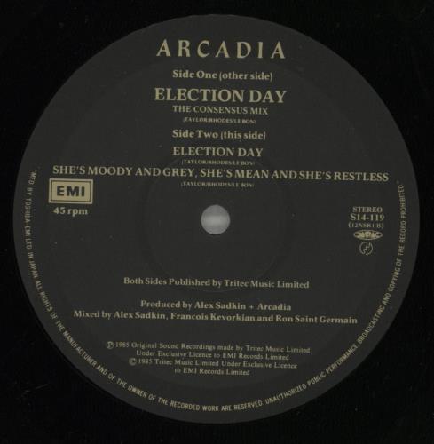 Arcadia Election Day 12" vinyl single (12 inch record / Maxi-single) Japanese ARC12EL21966
