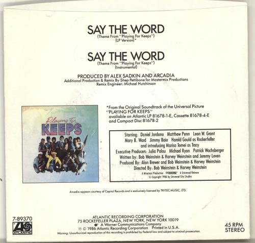 Arcadia Say The Word 7" vinyl single (7 inch record / 45) US ARC07SA65090