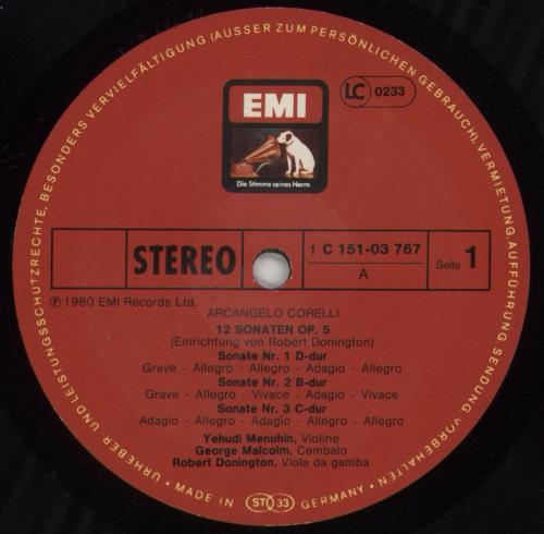 Arcangelo Corelli Corelli: 12 Sonatas Op. 5 2-LP vinyl record set (Double LP Album) German A3C2LCO853112