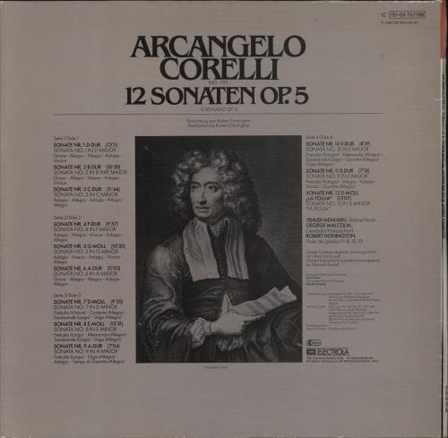 Arcangelo Corelli Corelli: 12 Sonatas Op. 5 2-LP vinyl record set (Double LP Album) German A3C2LCO853112