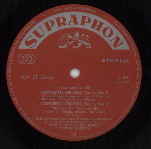 Arcangelo Corelli Corelli: Concerti Grossi 5/9/2/8 vinyl LP album (LP record) Czech A3CLPCO850163