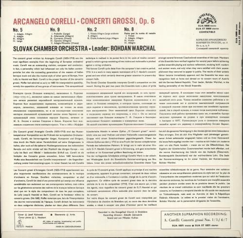 Arcangelo Corelli Corelli: Concerti Grossi 5/9/2/8 vinyl LP album (LP record) Czech A3CLPCO850163