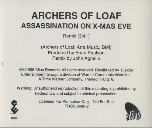 Archers Of Loaf Assassination On X-Mas Eve CD single (CD5 / 5") US AROC5AS520394