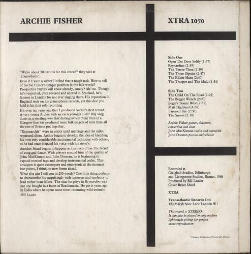 Archie Fisher Archie Fisher vinyl LP album (LP record) UK 5AFLPAR475894