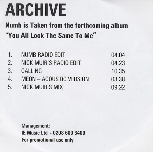 Archive Numb CD-R acetate UK IVECRNU428491