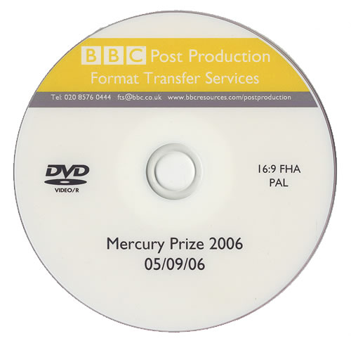 Arctic Monkeys Mercury Prize 2006 promo DVD-R UK MEODRME473460