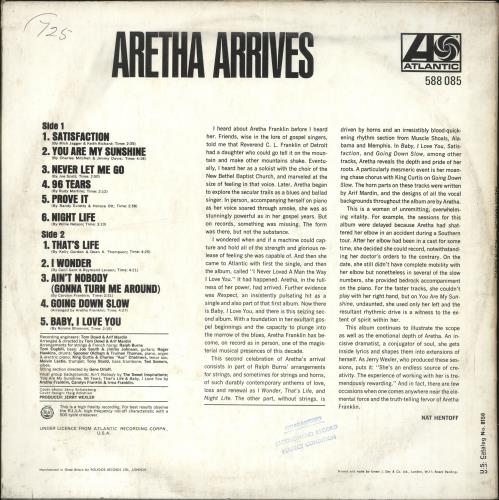 Aretha Franklin Aretha Arrives vinyl LP album (LP record) UK ARELPAR699848