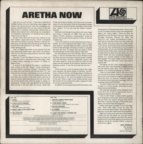 Aretha Franklin Aretha Now vinyl LP album (LP record) UK ARELPAR689790