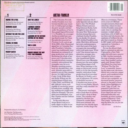 Aretha Franklin Aretha Sings The Blues vinyl LP album (LP record) Canadian ARELPAR523013