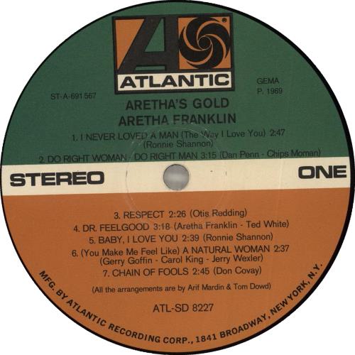Aretha Franklin Aretha's Gold vinyl LP album (LP record) German ARELPAR715290