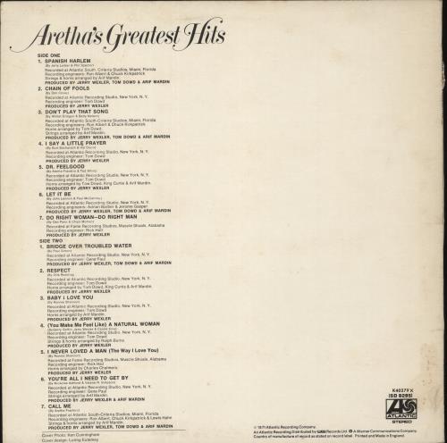 Aretha Franklin Aretha's Greatest Hits - EX vinyl LP album (LP record) UK ARELPAR880253