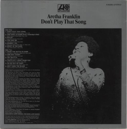 Aretha Franklin Don't Play That Song vinyl LP album (LP record) UK ARELPDO861752