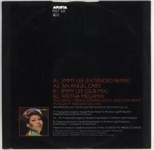 Aretha Franklin Jimmy Lee 12" vinyl single (12 inch record / Maxi-single) UK ARE12JI708212