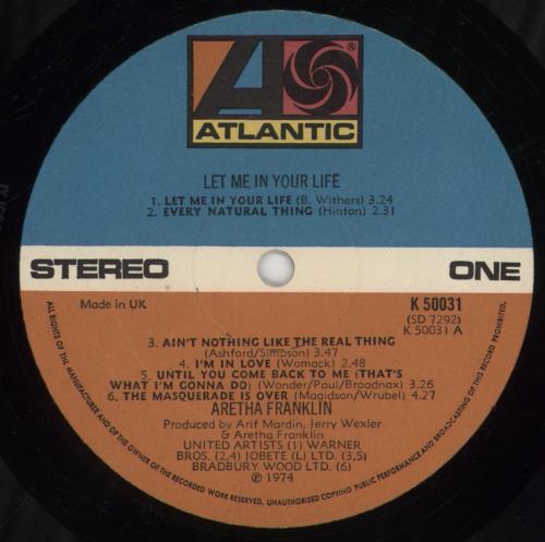Aretha Franklin Let Me In Your Life vinyl LP album (LP record) UK ARELPLE597175