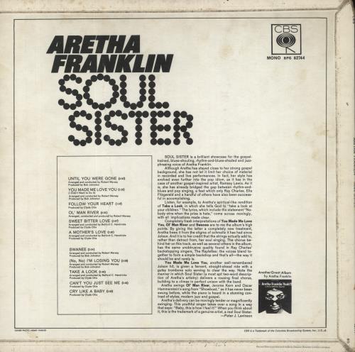 Aretha Franklin Soul Sister vinyl LP album (LP record) UK ARELPSO863470