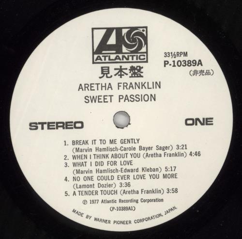 Aretha Franklin Sweet Passion vinyl LP album (LP record) Japanese ARELPSW873808